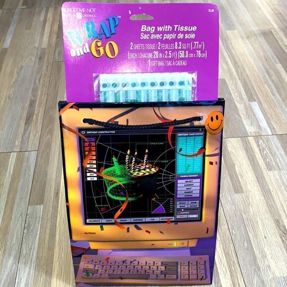 American Greetings Other - Vintage computer bag birthday gift bag 90’s nostalgic gift computer tech guy